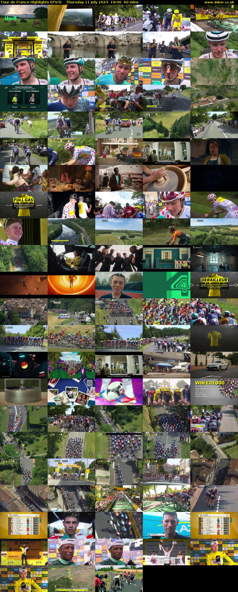 Tour De France Highlights (ITV4) Thursday 11 July 2024 19:00 - 20:00