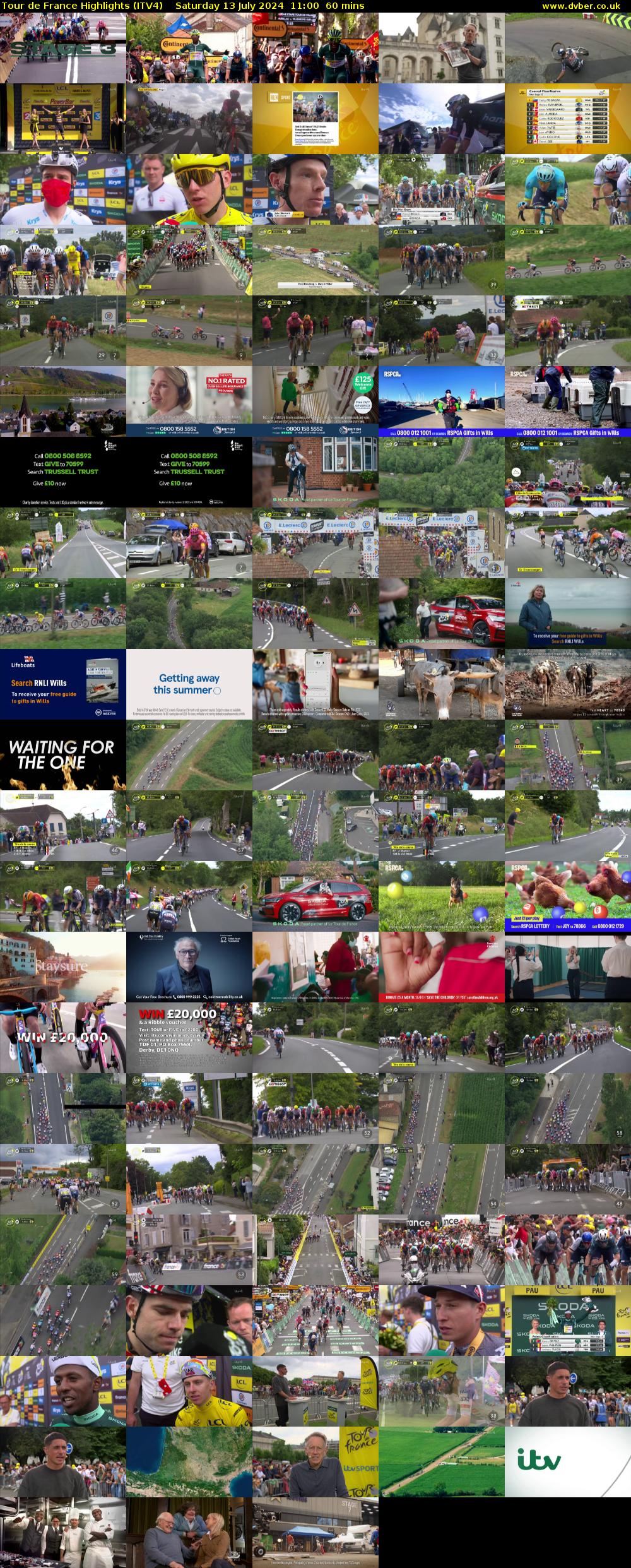 Tour De France Highlights (ITV4) Saturday 13 July 2024 11:00 - 12:00