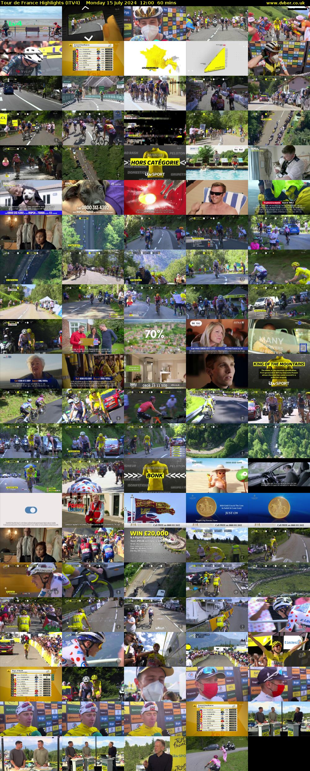 Tour De France Highlights (ITV4) Monday 15 July 2024 12:00 - 13:00