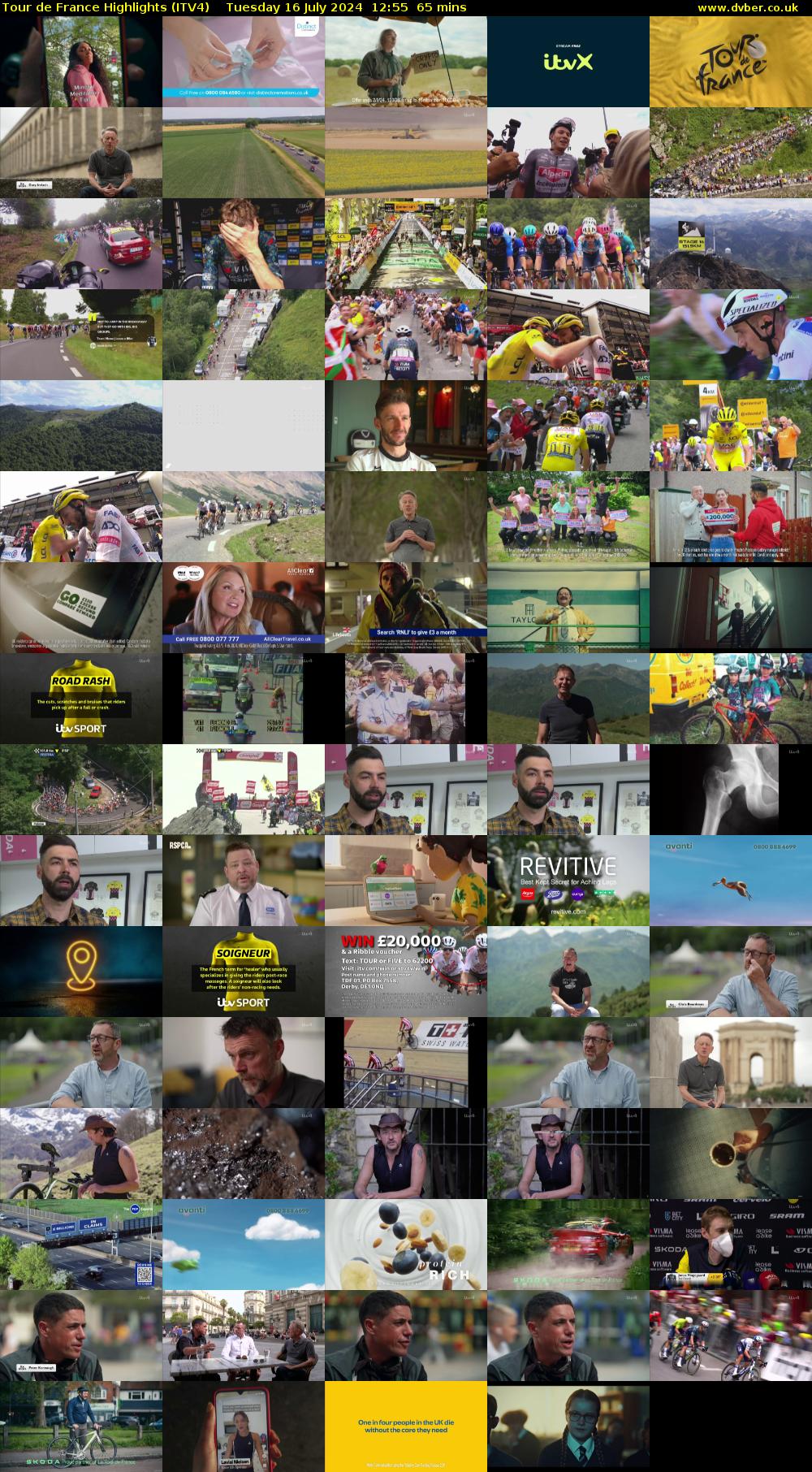 Tour De France Highlights (ITV4) Tuesday 16 July 2024 12:55 - 14:00
