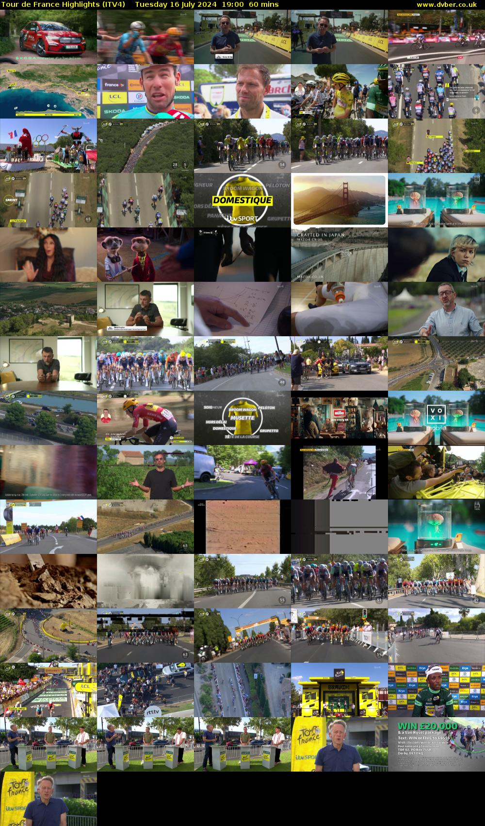 Tour De France Highlights (ITV4) Tuesday 16 July 2024 19:00 - 20:00