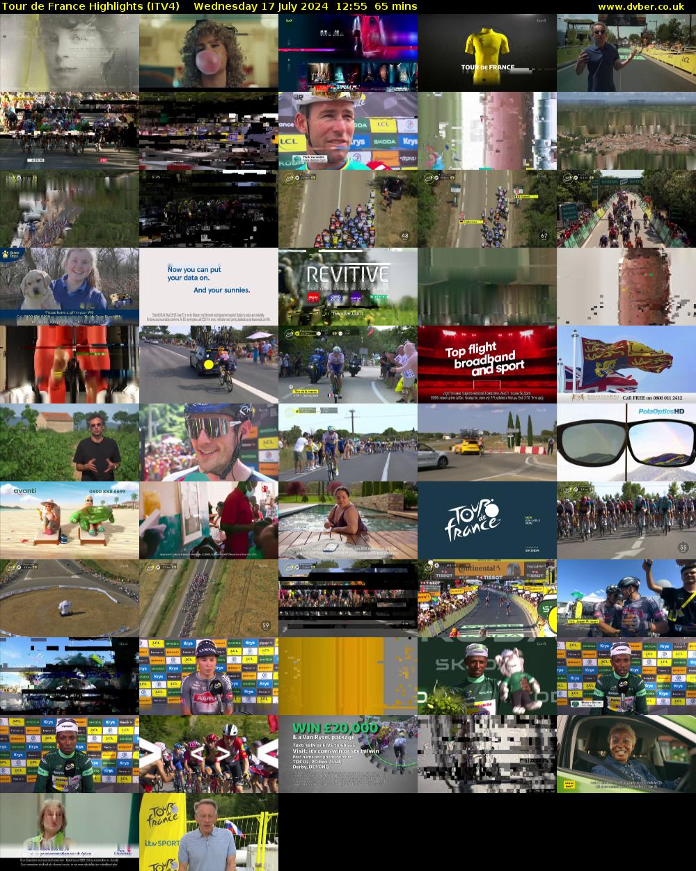 Tour De France Highlights (ITV4) Wednesday 17 July 2024 12:55 - 14:00