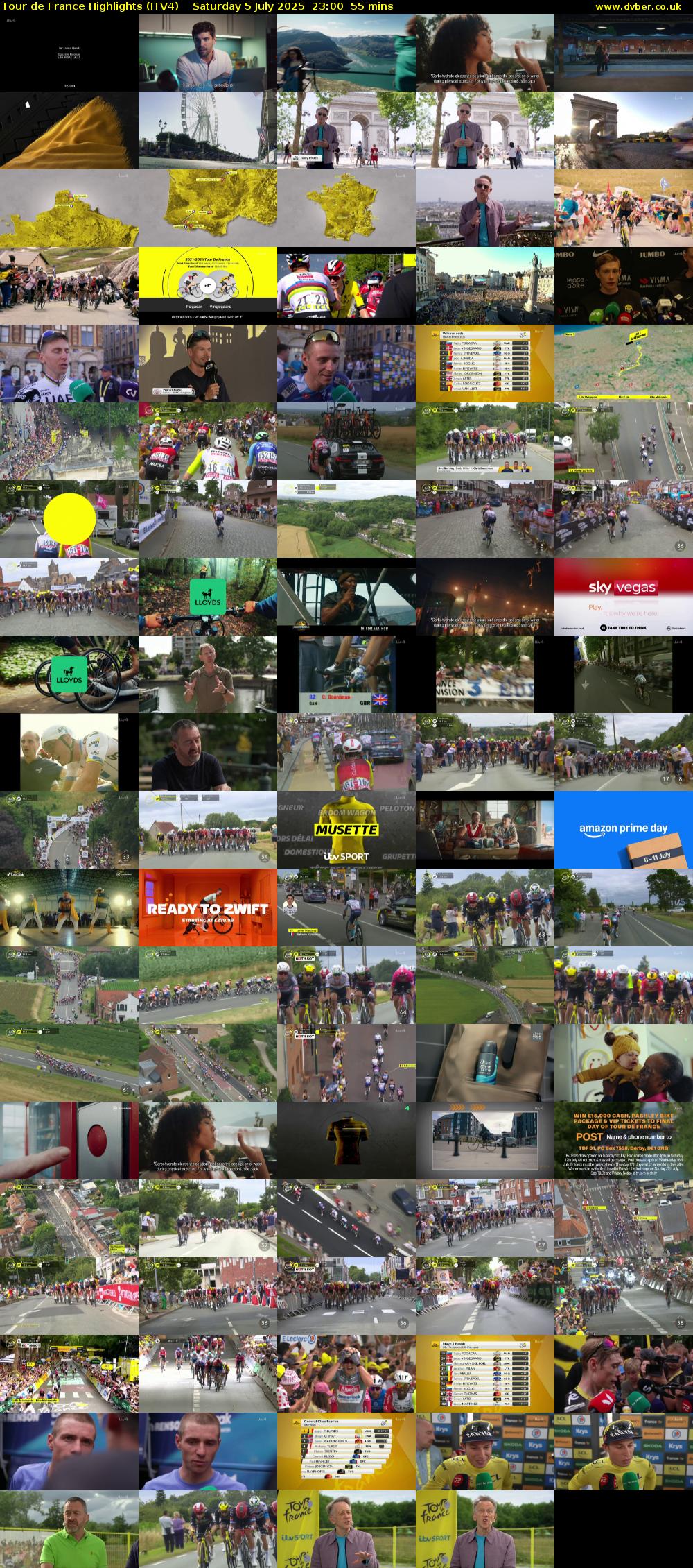 Tour De France Highlights (ITV4) Saturday 5 July 2025 23:00 - 23:55