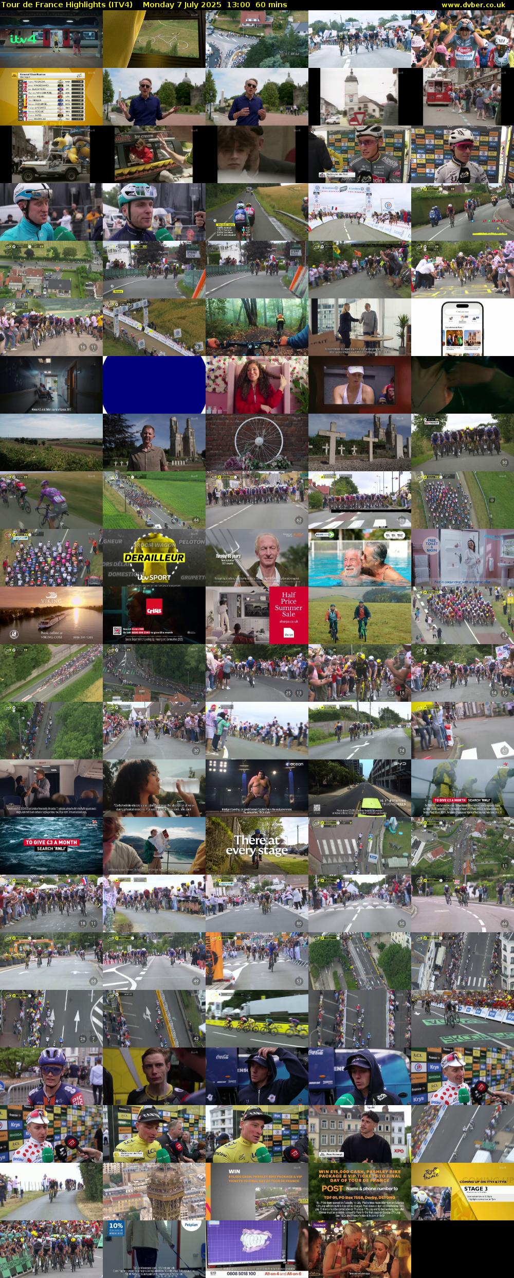 Tour De France Highlights (ITV4) Monday 7 July 2025 13:00 - 14:00