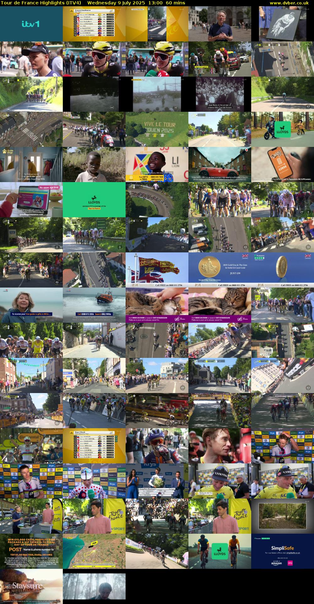 Tour De France Highlights (ITV4) Wednesday 9 July 2025 13:00 - 14:00