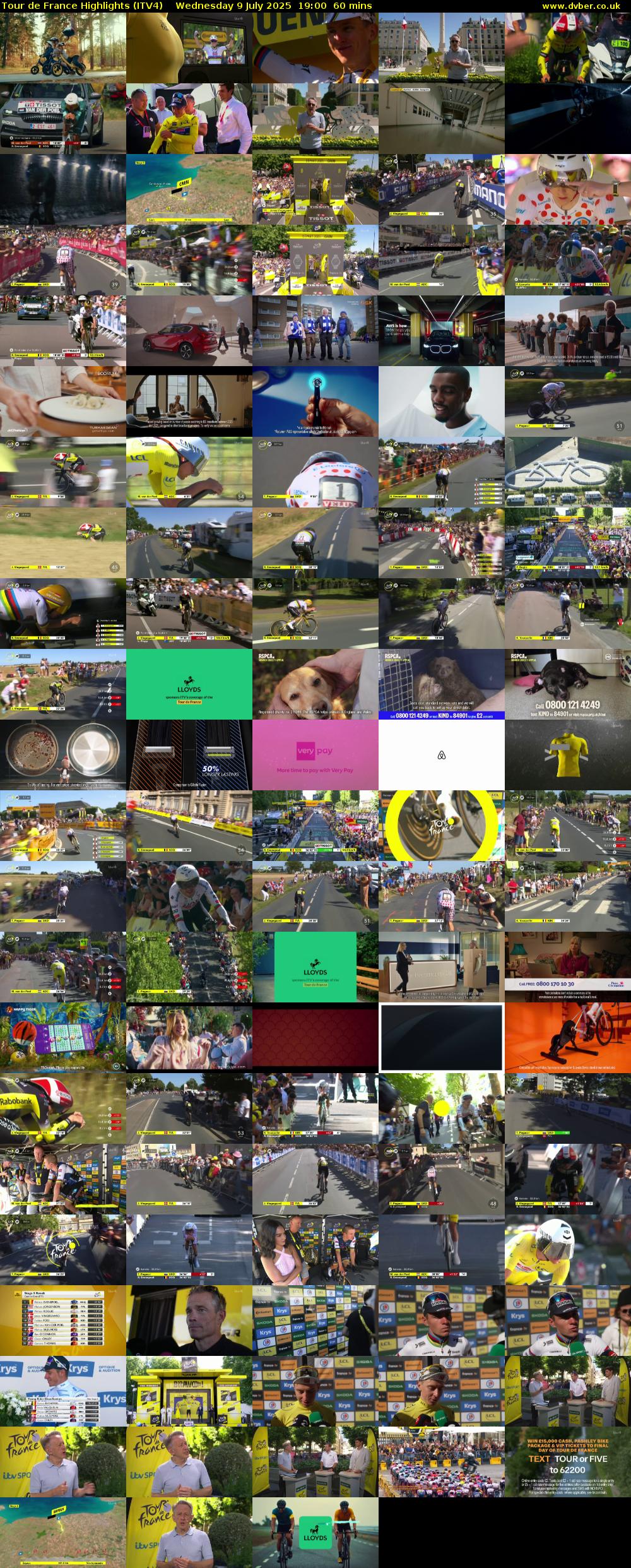 Tour De France Highlights (ITV4) Wednesday 9 July 2025 19:00 - 20:00