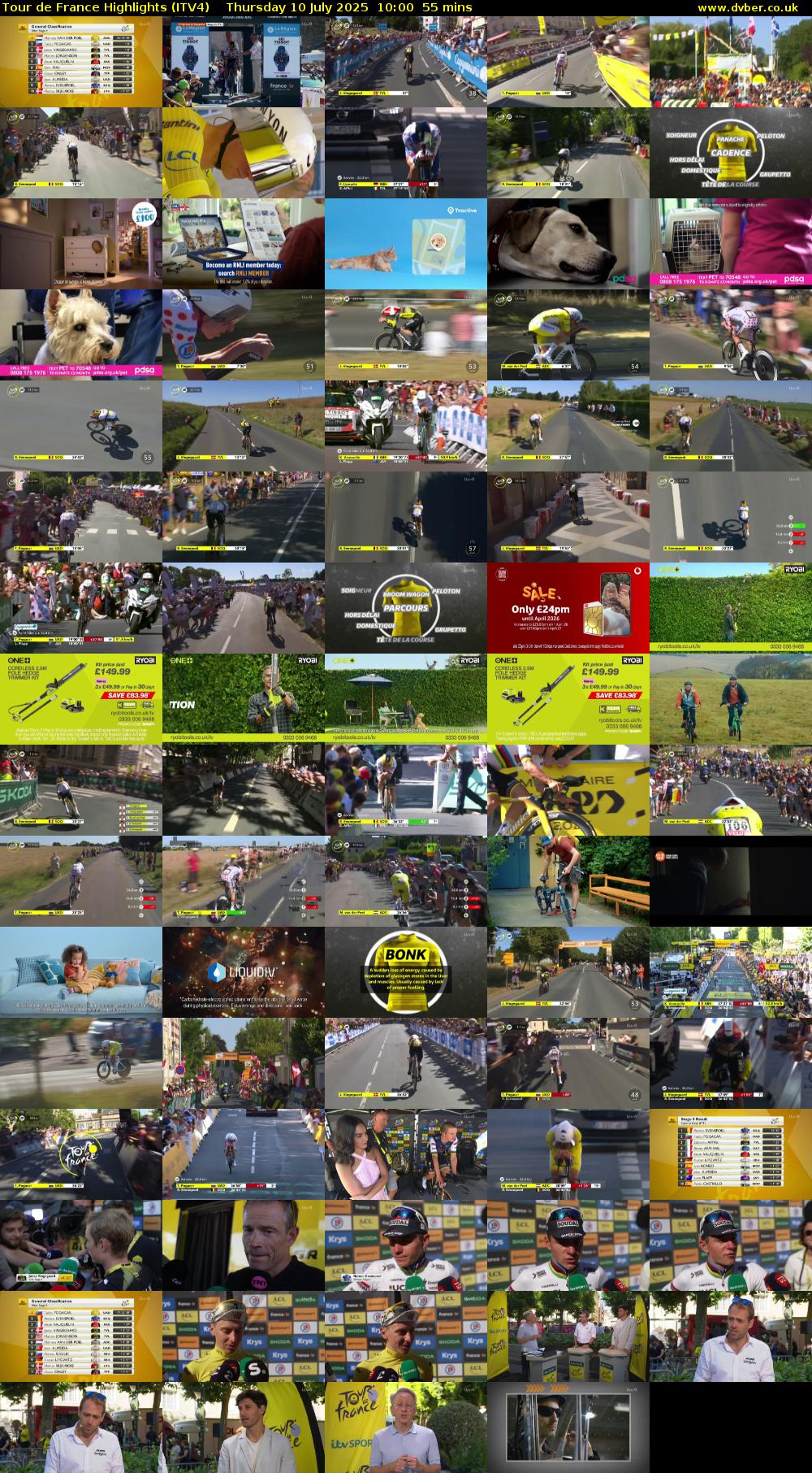 Tour De France Highlights (ITV4) Thursday 10 July 2025 10:00 - 10:55