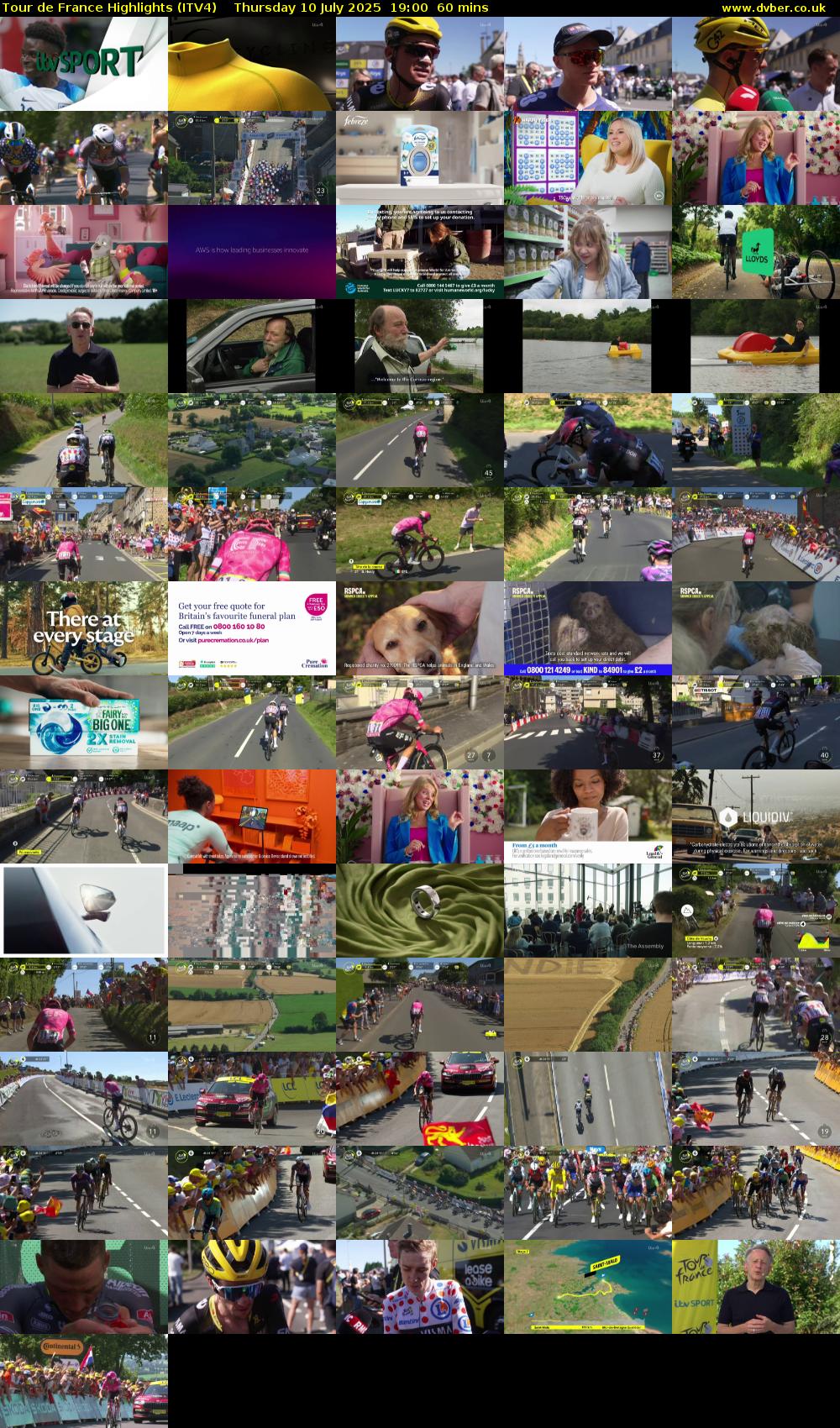 Tour De France Highlights (ITV4) Thursday 10 July 2025 19:00 - 20:00