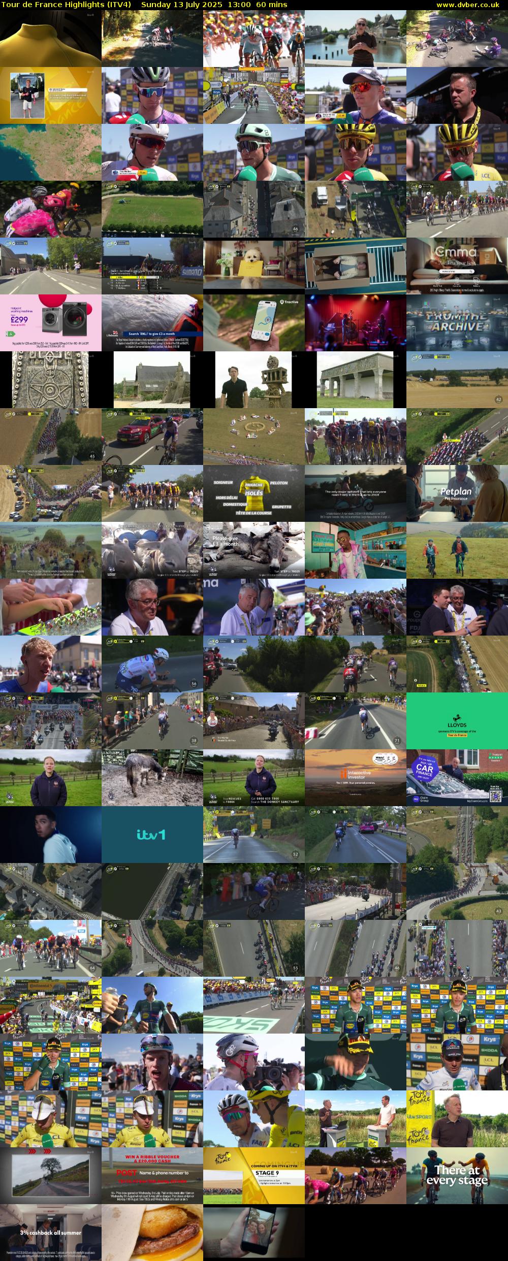Tour De France Highlights (ITV4) Sunday 13 July 2025 13:00 - 14:00