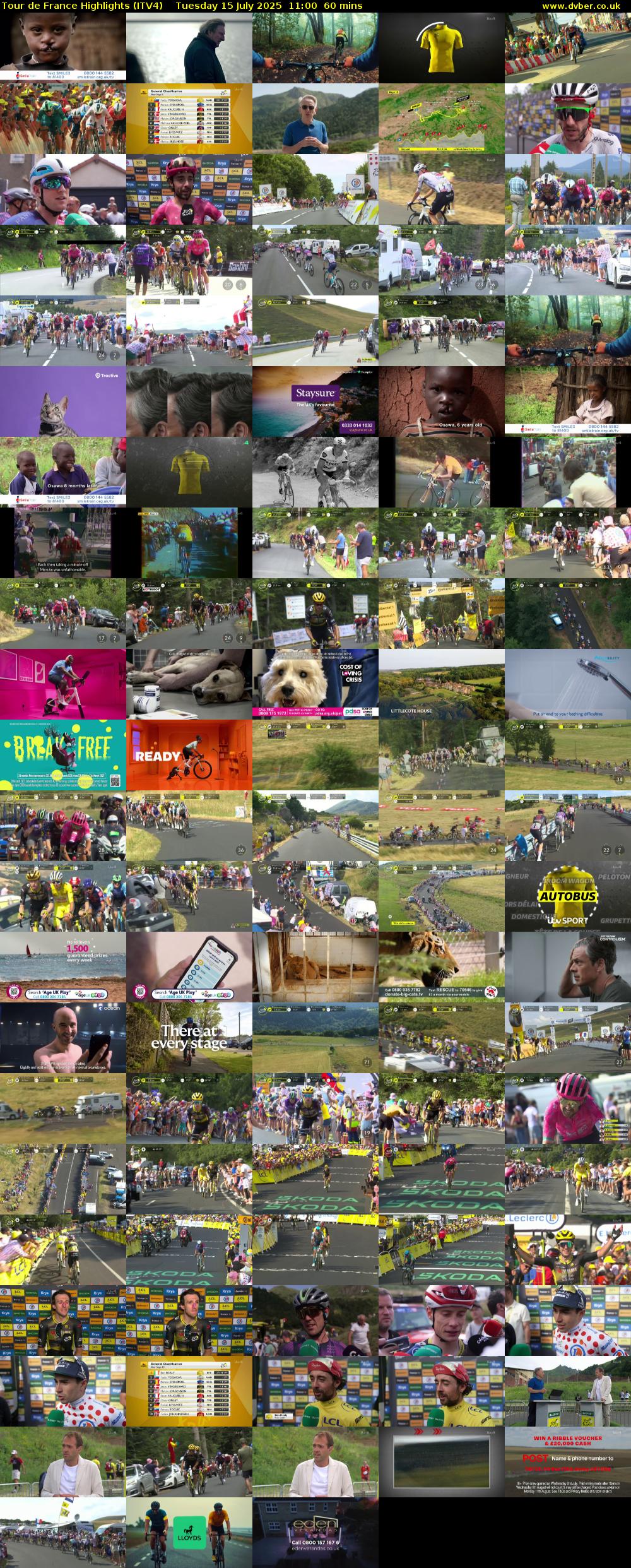 Tour De France Highlights (ITV4) Tuesday 15 July 2025 11:00 - 12:00