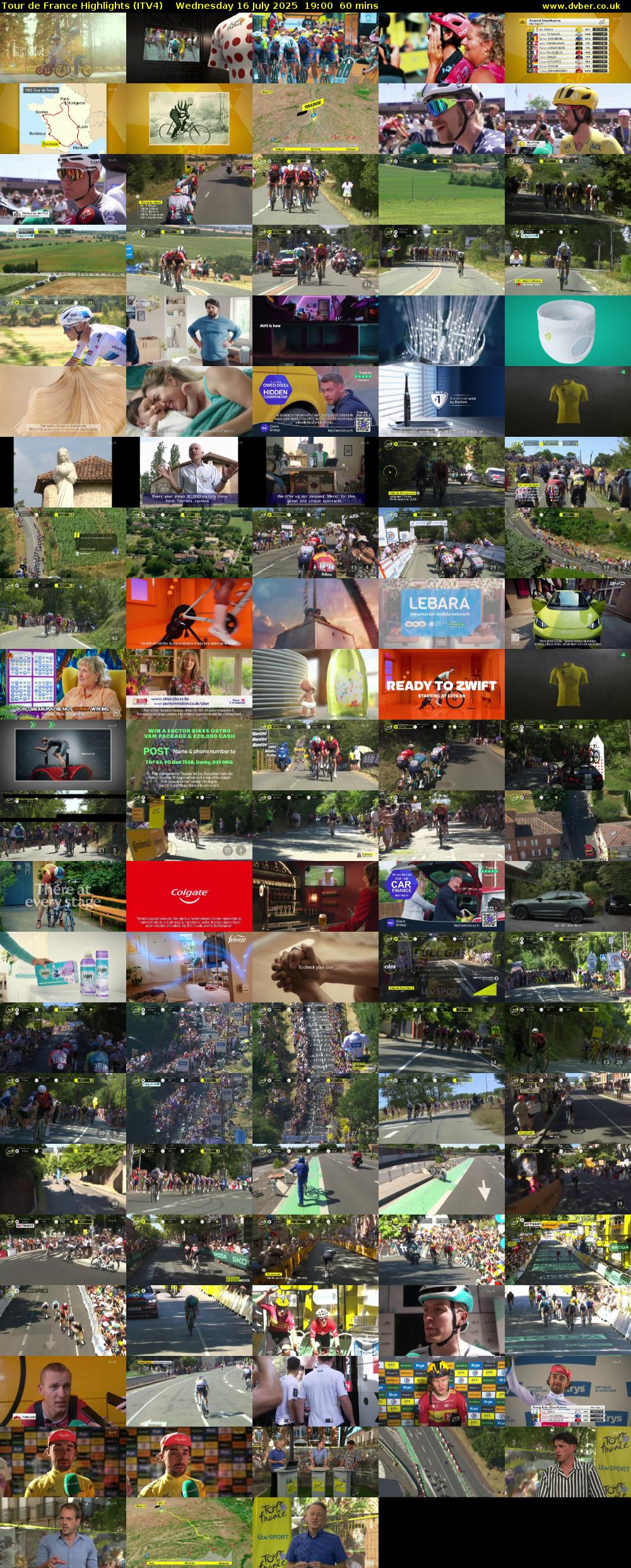 Tour De France Highlights (ITV4) Wednesday 16 July 2025 19:00 - 20:00
