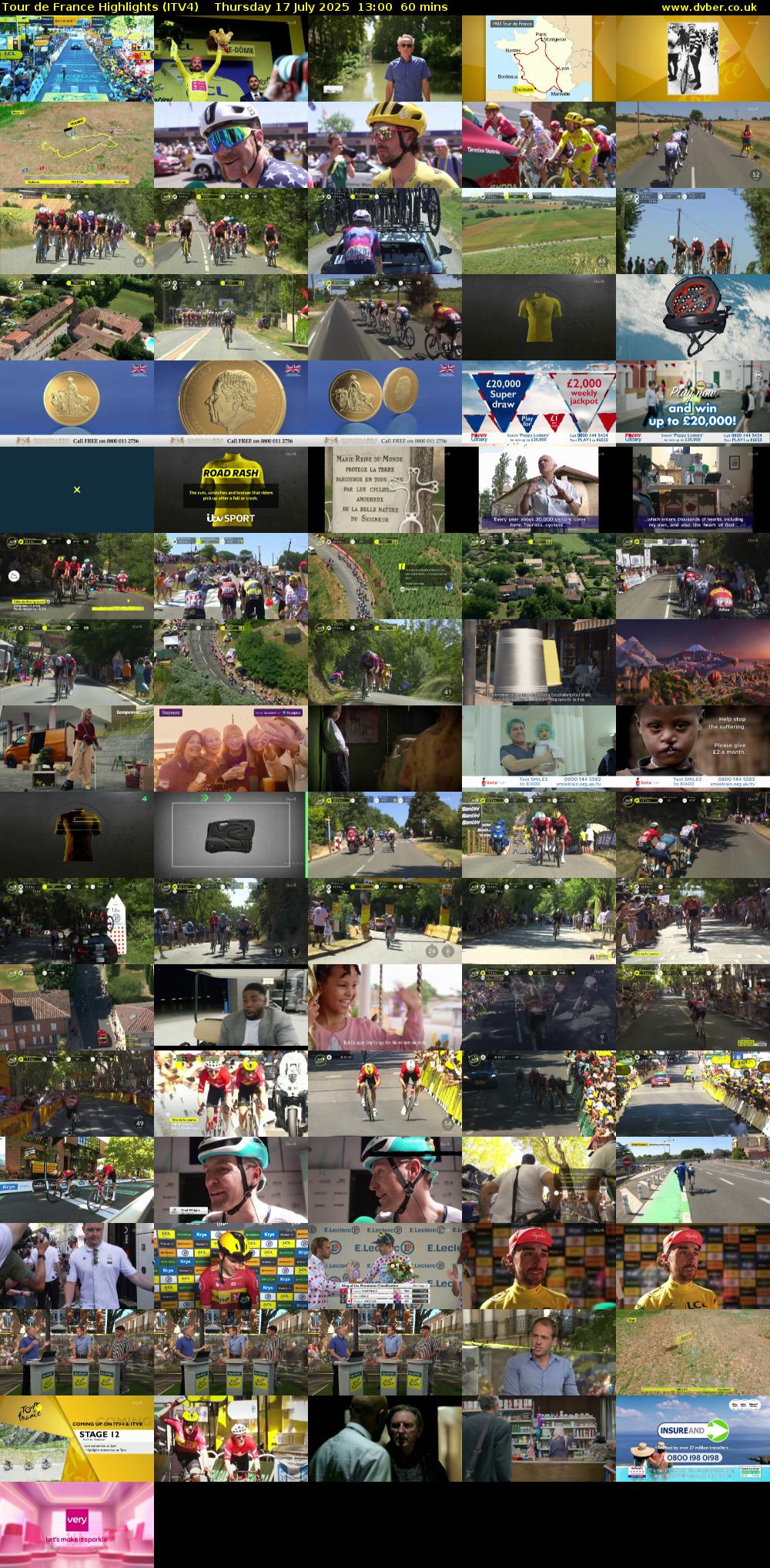 Tour De France Highlights (ITV4) Thursday 17 July 2025 13:00 - 14:00