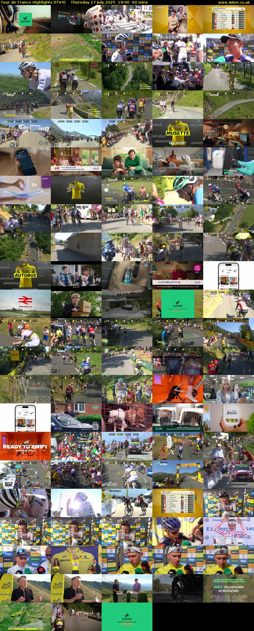 Tour De France Highlights (ITV4) Thursday 17 July 2025 19:00 - 20:00