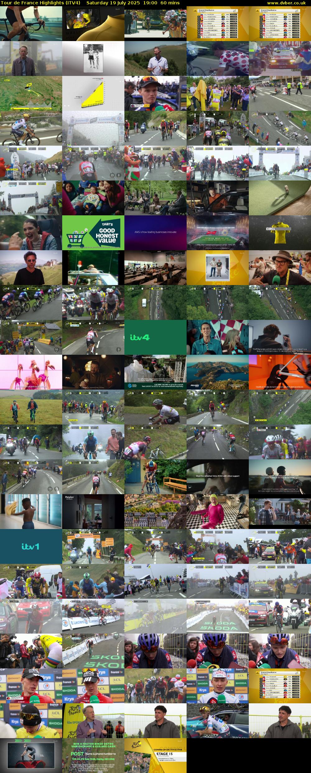 Tour De France Highlights (ITV4) Saturday 19 July 2025 19:00 - 20:00