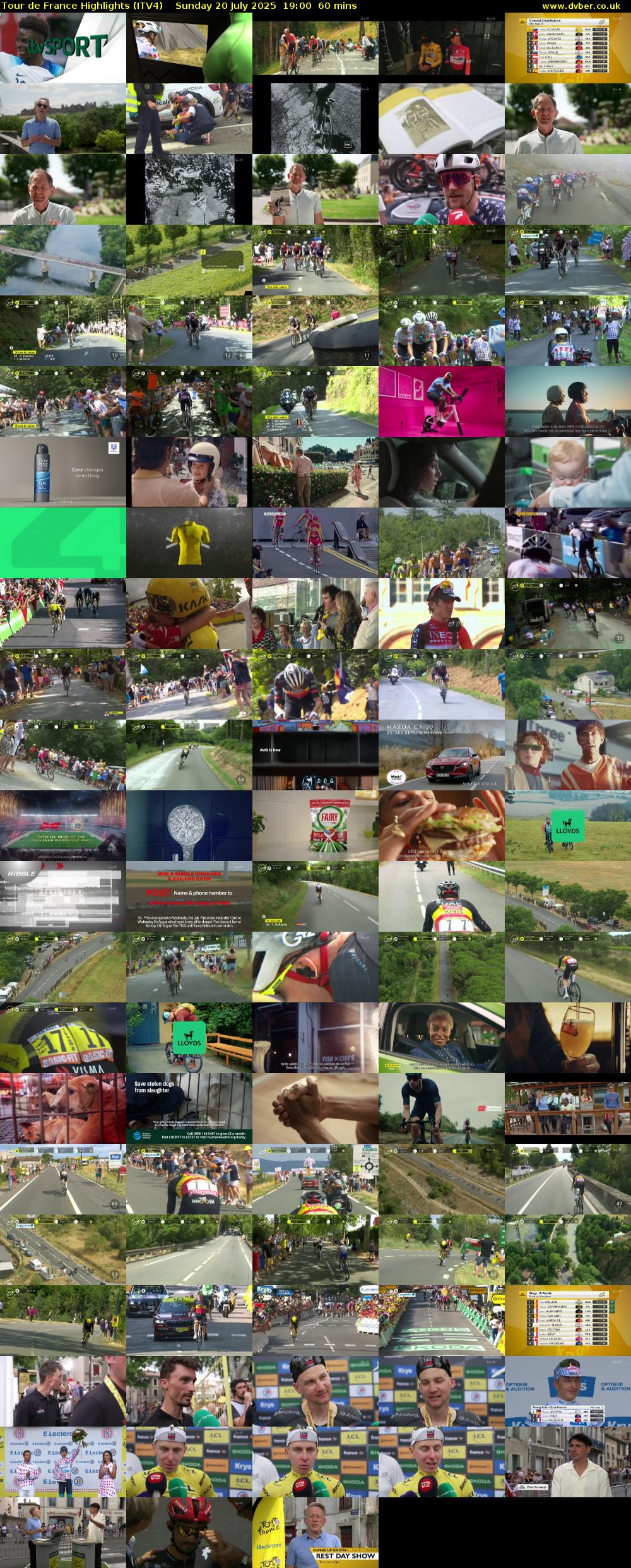 Tour De France Highlights (ITV4) Sunday 20 July 2025 19:00 - 20:00