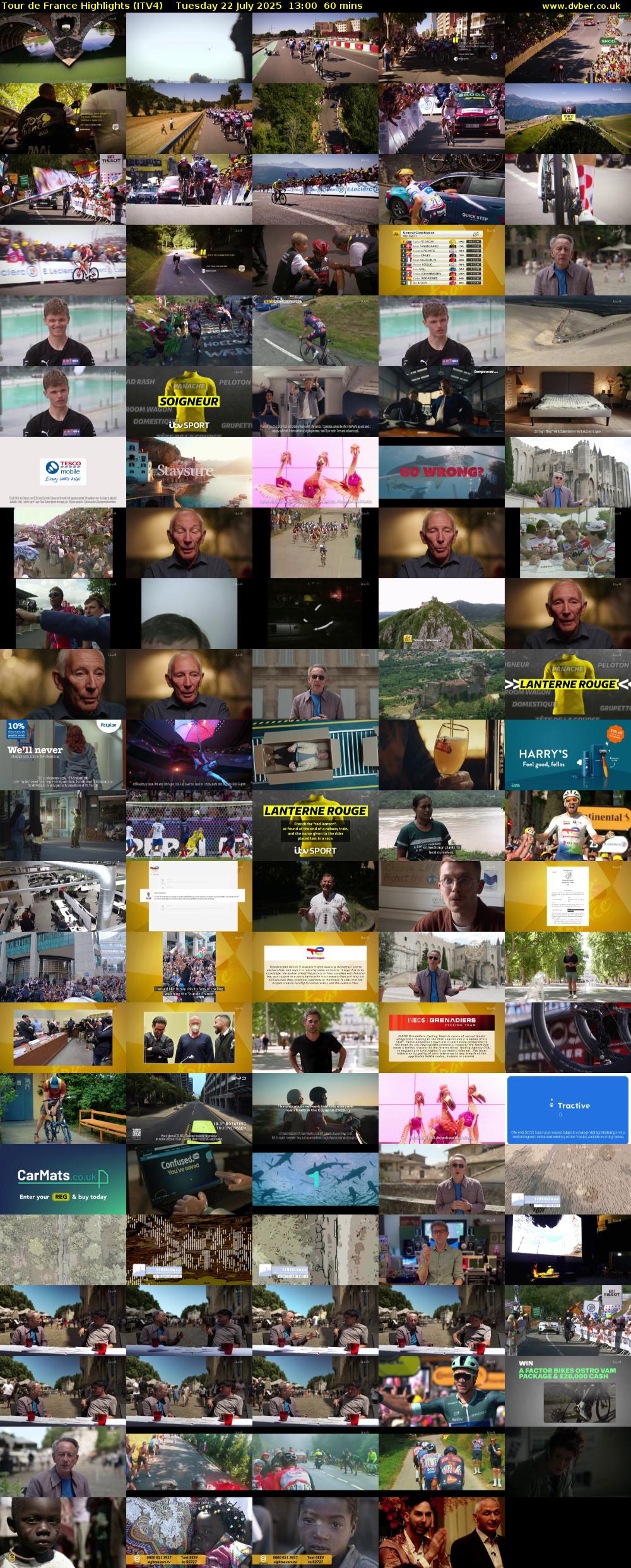 Tour De France Highlights (ITV4) Tuesday 22 July 2025 13:00 - 14:00