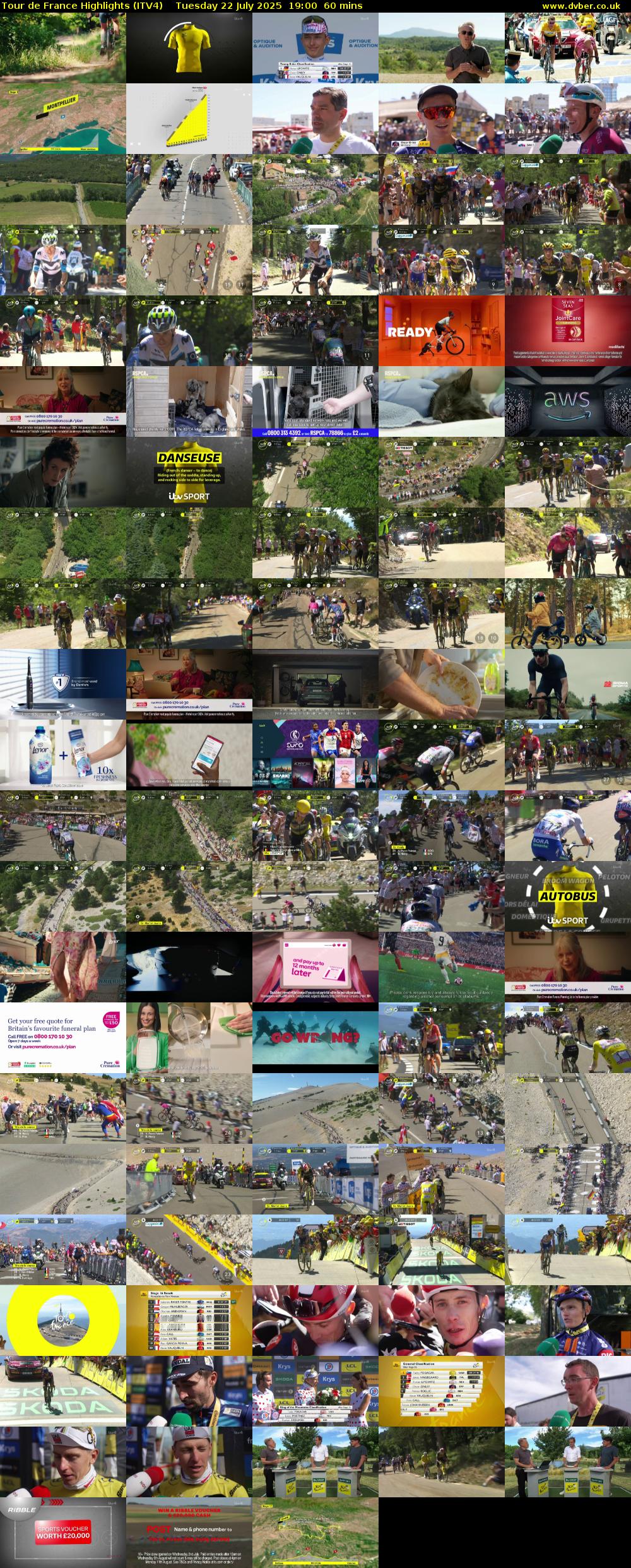 Tour De France Highlights (ITV4) Tuesday 22 July 2025 19:00 - 20:00