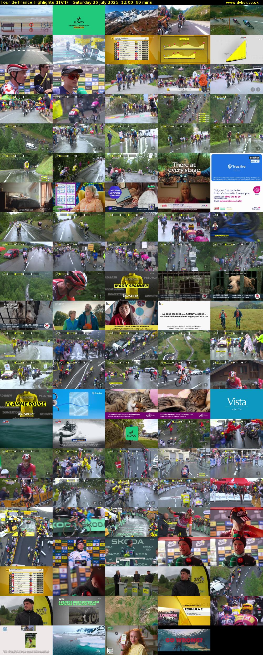 Tour De France Highlights (ITV4) Saturday 26 July 2025 12:00 - 13:00