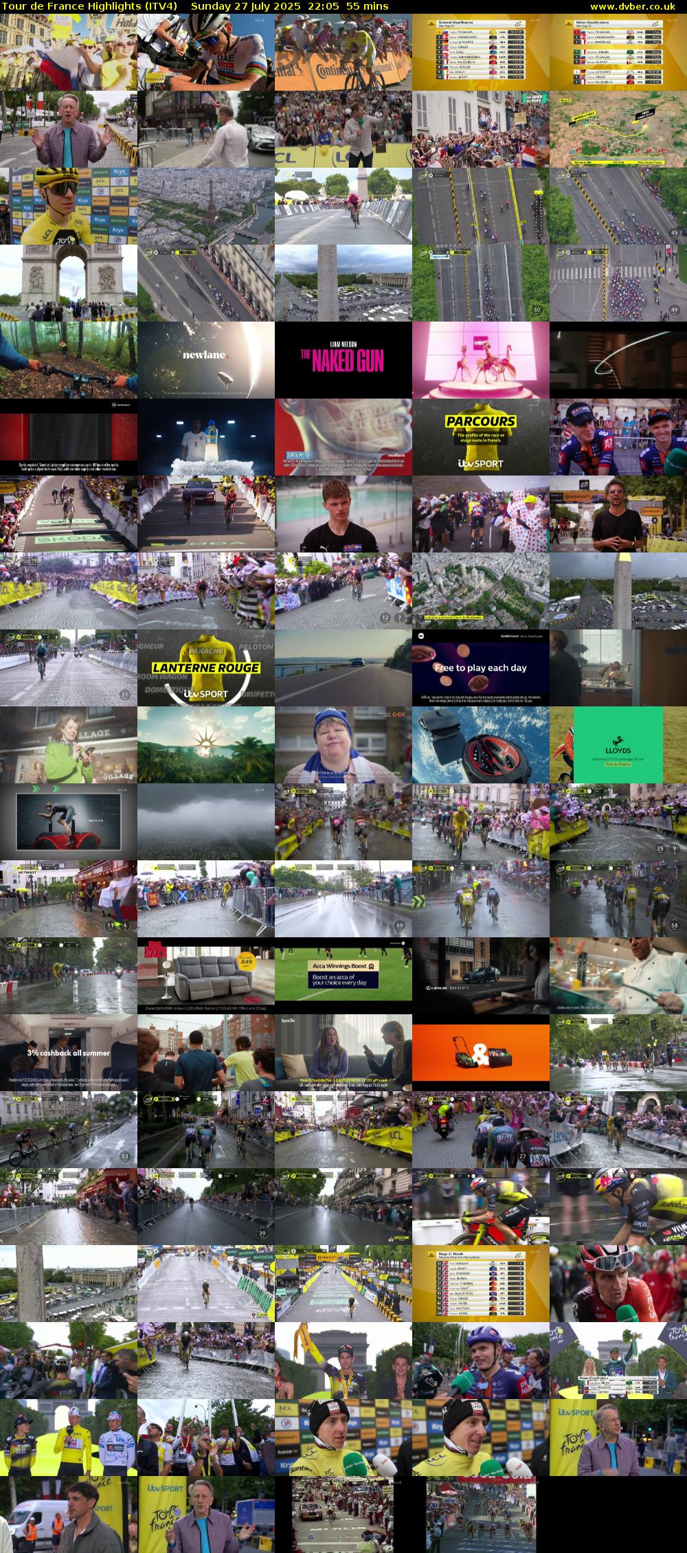 Tour De France Highlights (ITV4) Sunday 27 July 2025 22:05 - 23:00
