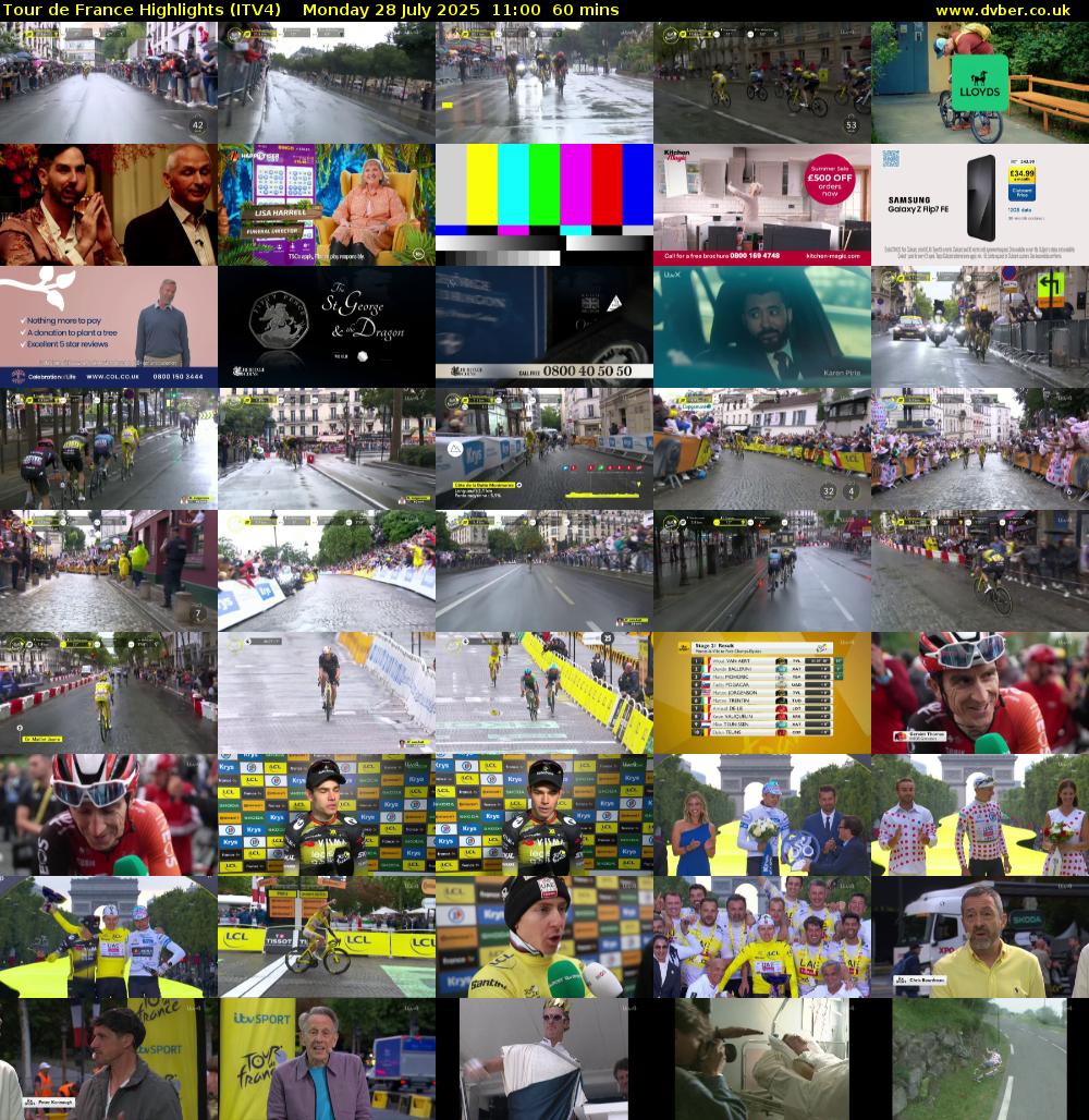 Tour De France Highlights (ITV4) Monday 28 July 2025 11:00 - 12:00