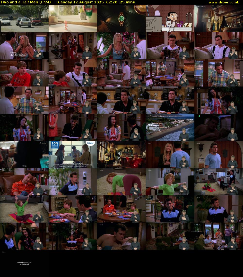 Two and a Half Men (ITV4) Tuesday 12 August 2025 02:20 - 02:45