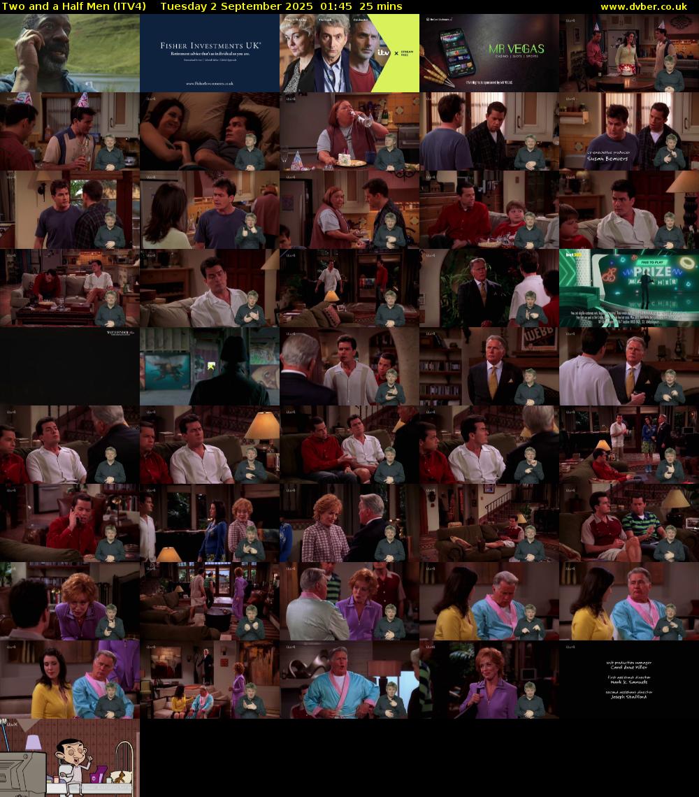 Two and a Half Men (ITV4) Tuesday 2 September 2025 01:45 - 02:10