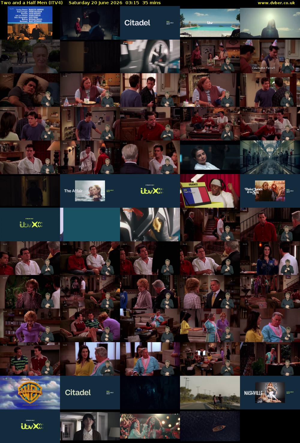 Two and a Half Men (ITV4) Saturday 20 June 2026 03:15 - 03:50