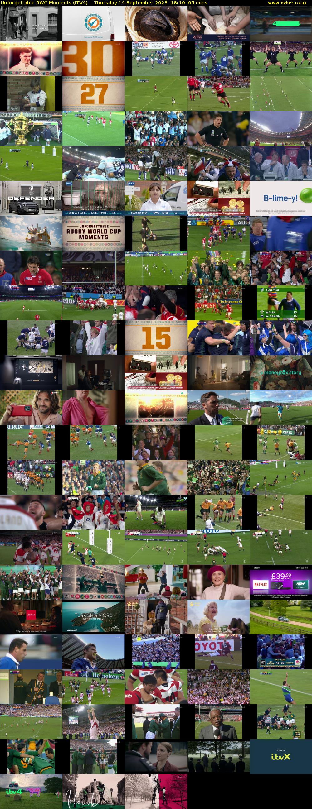 Unforgettable RWC Moments (ITV4) Thursday 14 September 2023 18:10 - 19:15