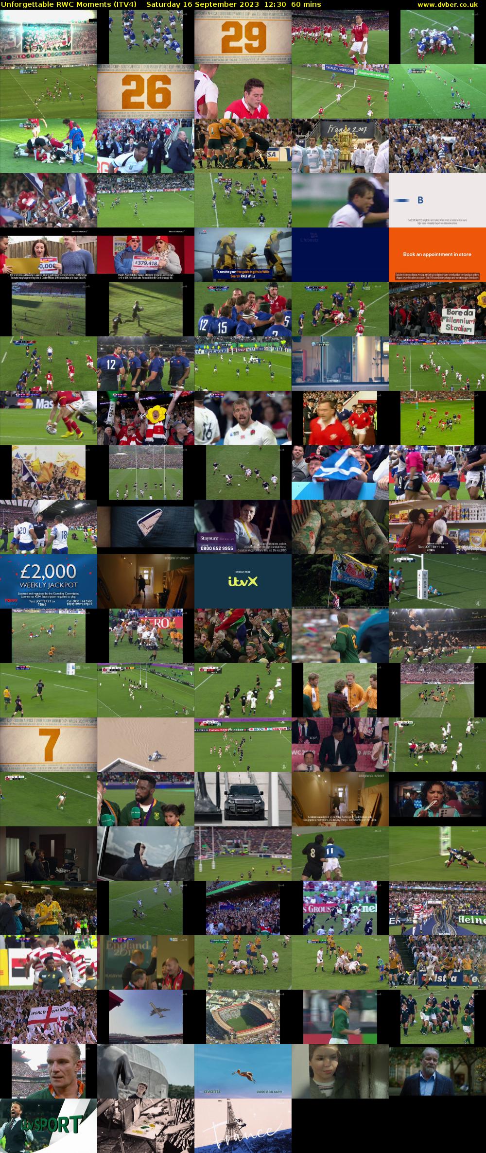 Unforgettable RWC Moments (ITV4) Saturday 16 September 2023 12:30 - 13:30