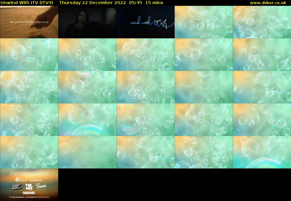 Unwind With ITV (ITV4) Thursday 22 December 2022 05:45 - 06:00