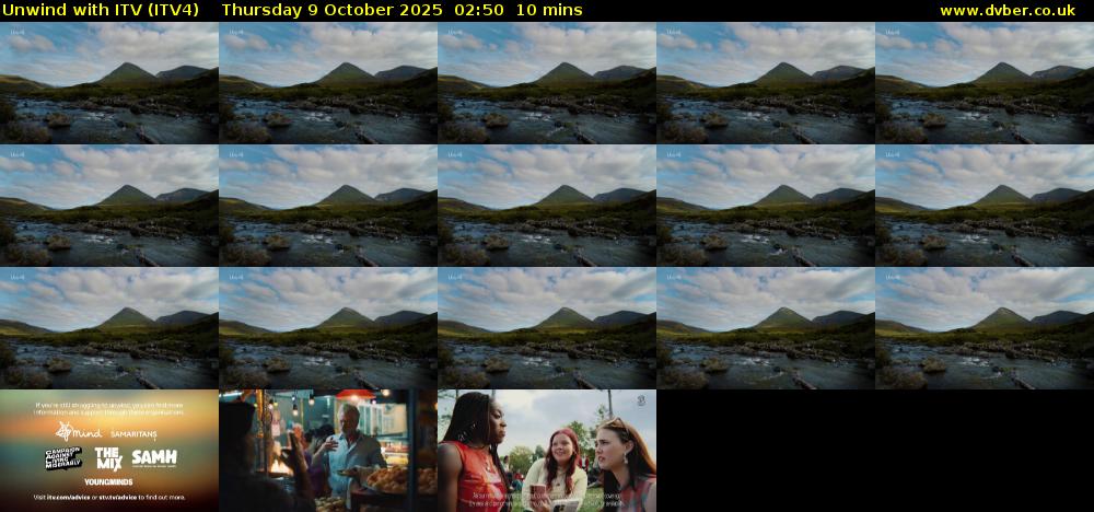 Unwind With ITV (ITV4) Thursday 9 October 2025 02:50 - 03:00