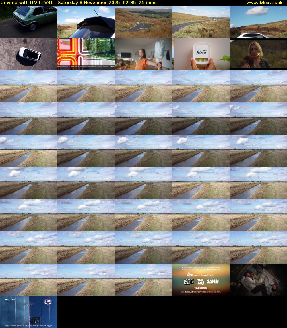 Unwind With ITV (ITV4) Saturday 8 November 2025 02:35 - 03:00