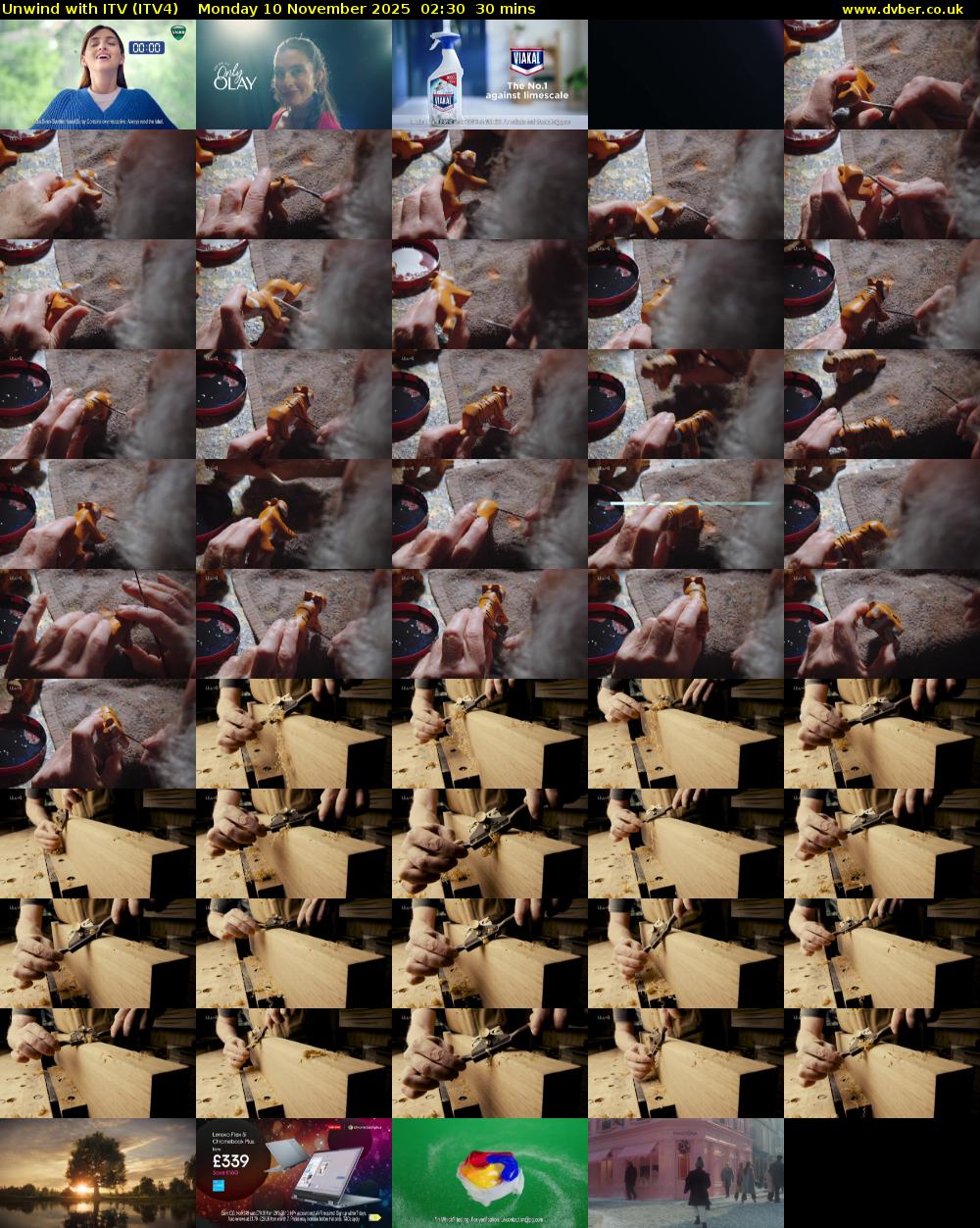 Unwind With ITV (ITV4) Monday 10 November 2025 02:30 - 03:00