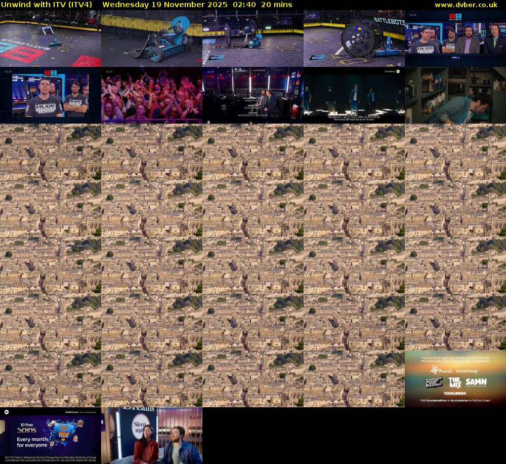 Unwind With ITV (ITV4) Wednesday 19 November 2025 02:40 - 03:00