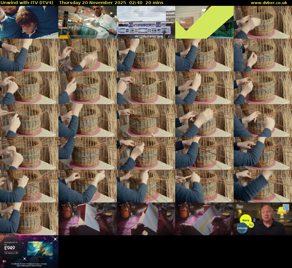 Unwind With ITV (ITV4) Thursday 20 November 2025 02:40 - 03:00