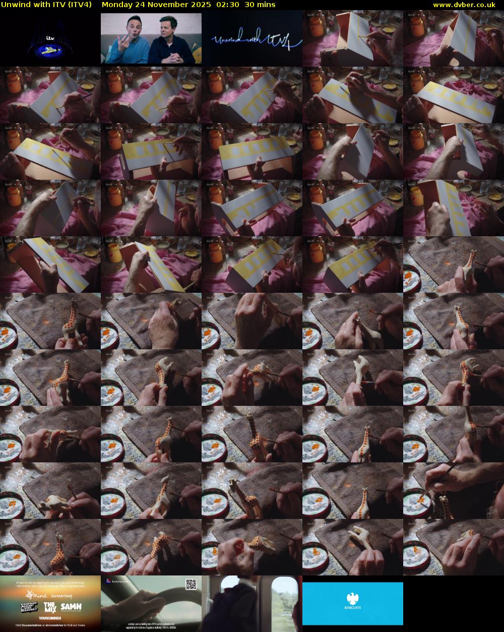 Unwind With ITV (ITV4) Monday 24 November 2025 02:30 - 03:00