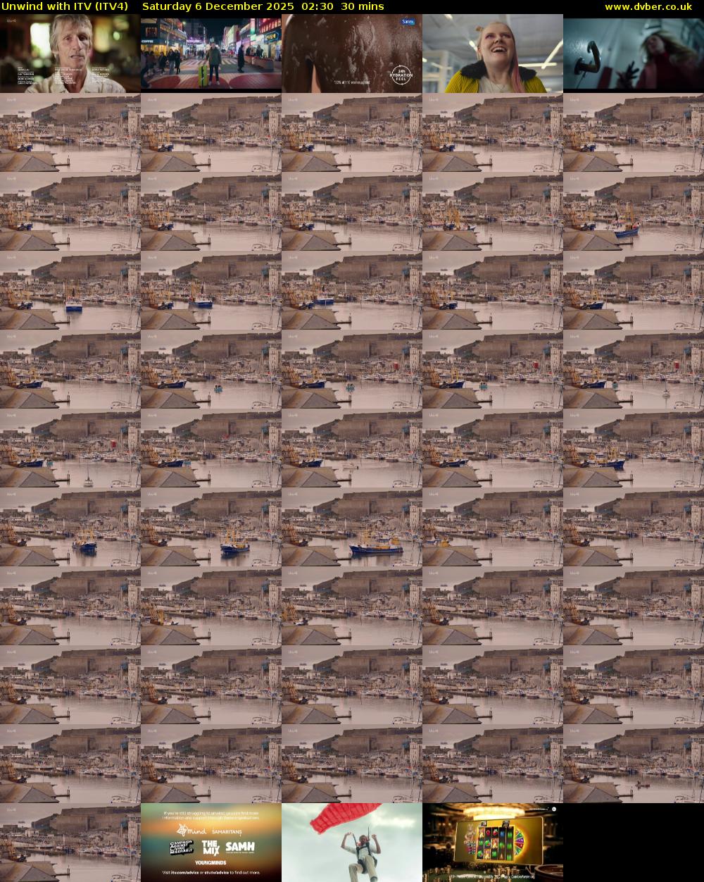 Unwind With ITV (ITV4) Saturday 6 December 2025 02:30 - 03:00