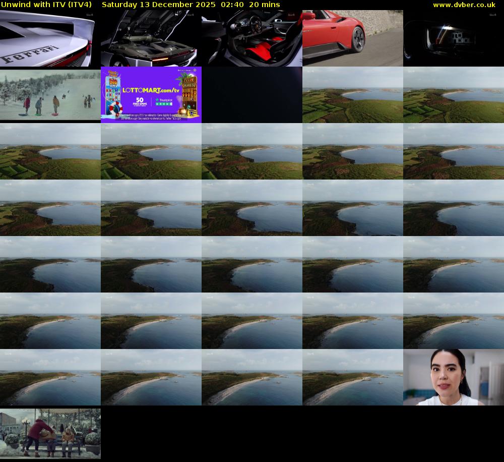 Unwind With ITV (ITV4) Saturday 13 December 2025 02:40 - 03:00