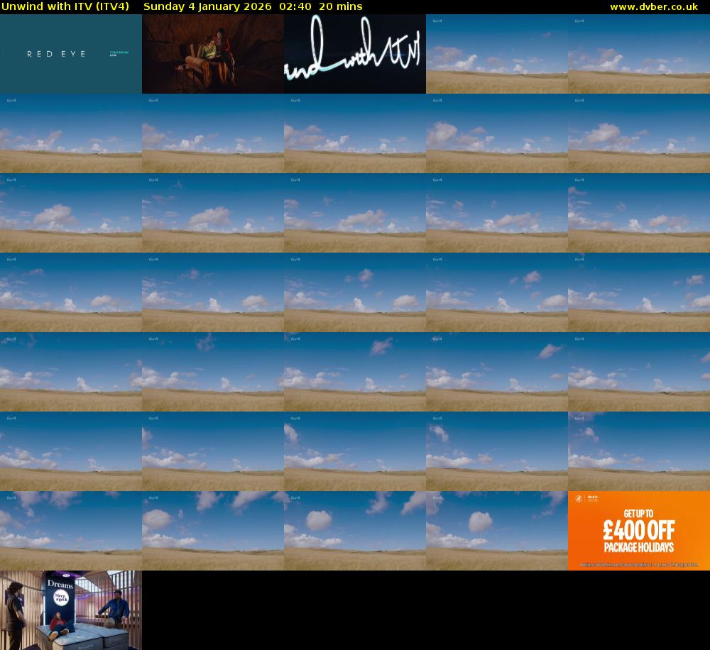 Unwind With ITV (ITV4) Sunday 4 January 2026 02:40 - 03:00