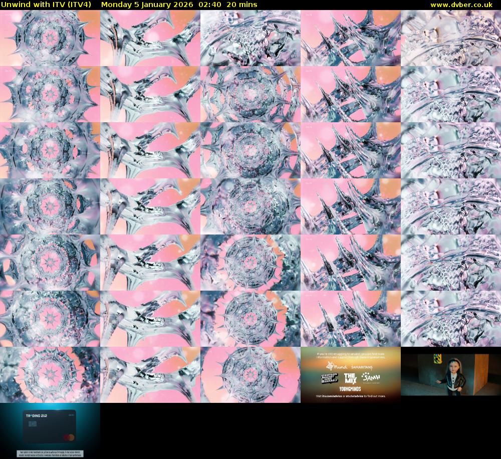 Unwind With ITV (ITV4) Monday 5 January 2026 02:40 - 03:00