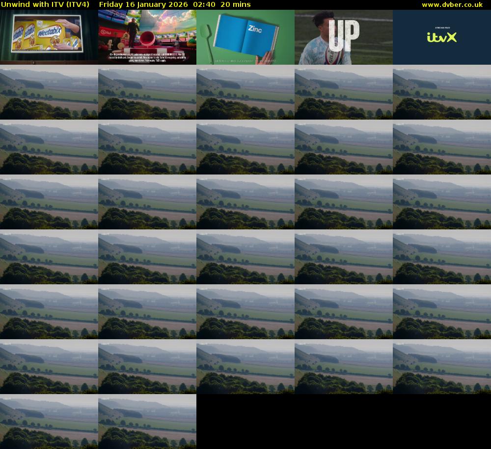 Unwind With ITV (ITV4) Friday 16 January 2026 02:40 - 03:00