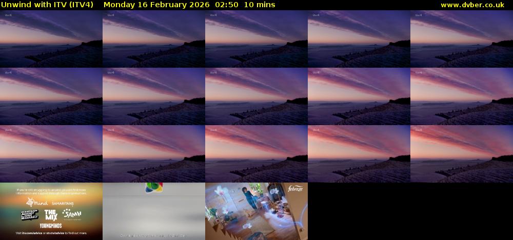 Unwind With ITV (ITV4) Monday 16 February 2026 02:50 - 03:00