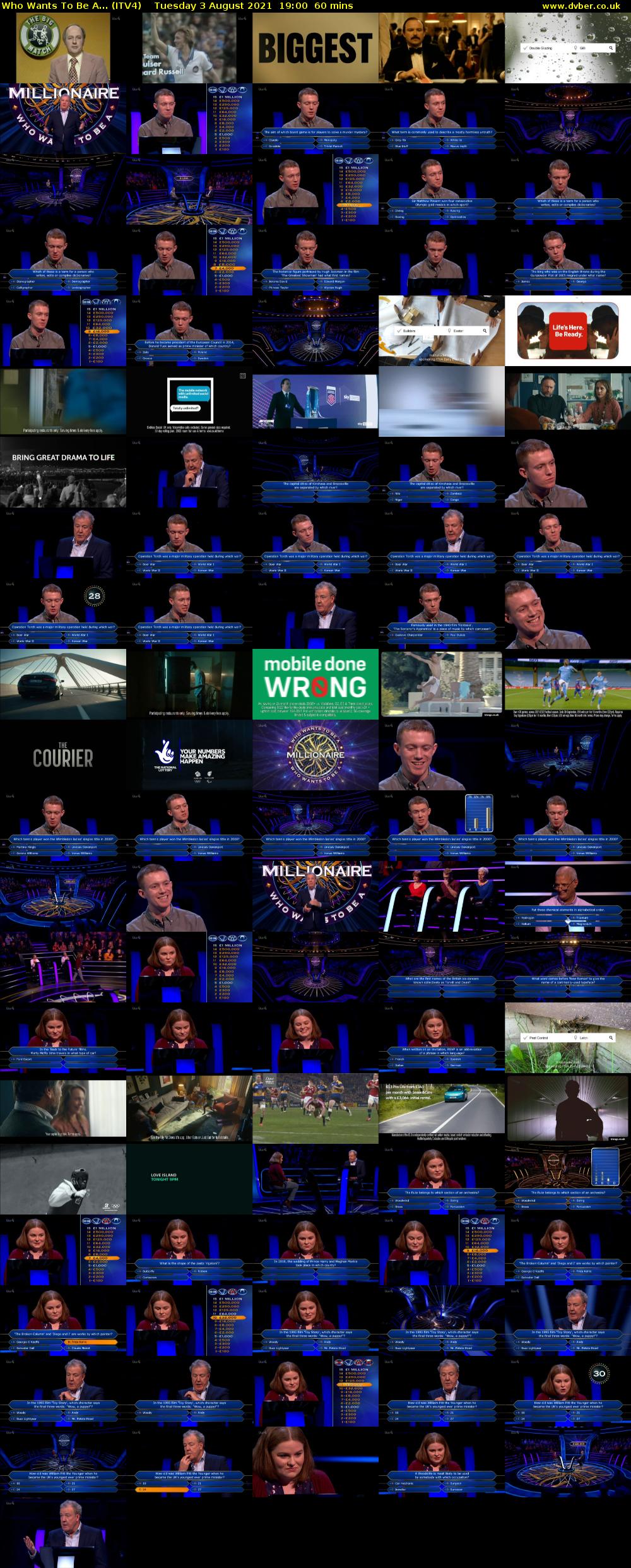 Who Wants To Be A... (ITV4) Tuesday 3 August 2021 19:00 - 20:00