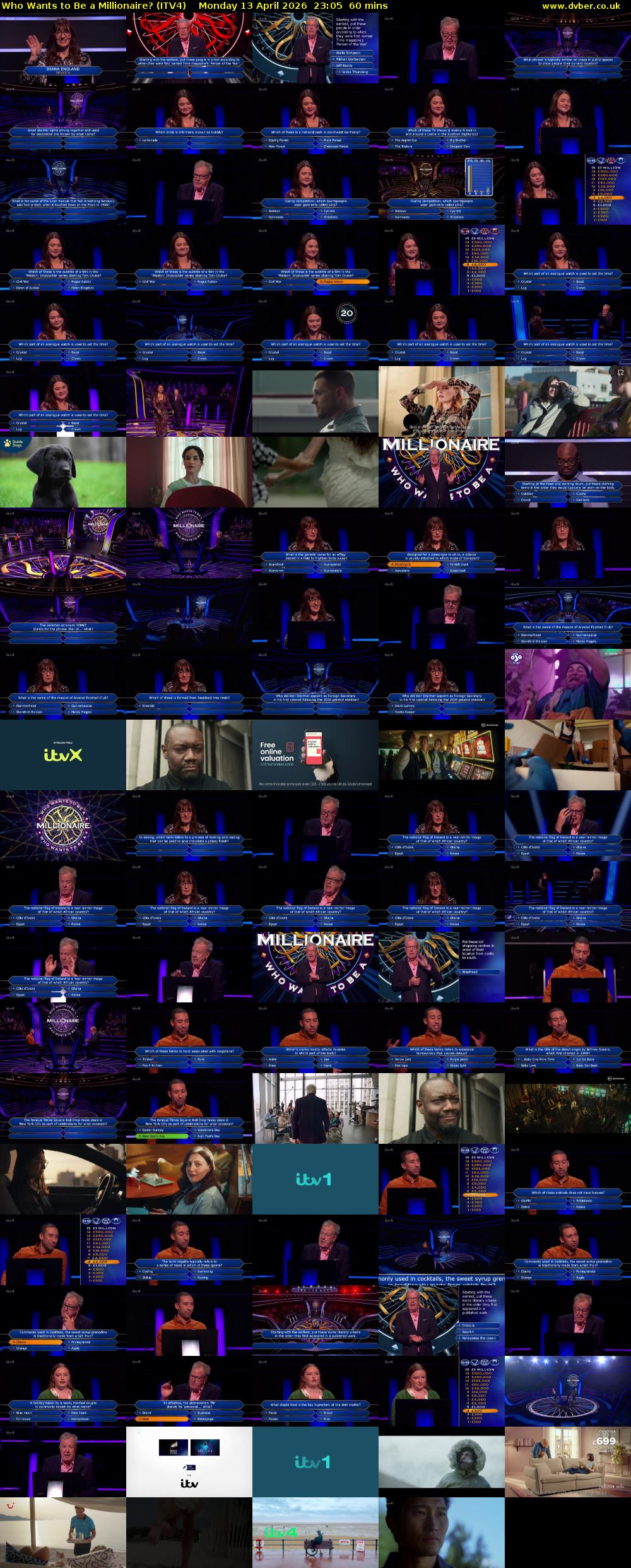Who Wants to Be a Millionaire? (ITV4) Monday 13 April 2026 23:05 - 00:05
