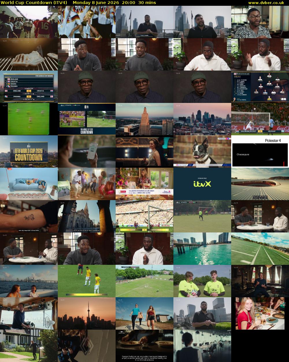 World Cup Countdown (ITV4) Monday 8 June 2026 20:00 - 20:30
