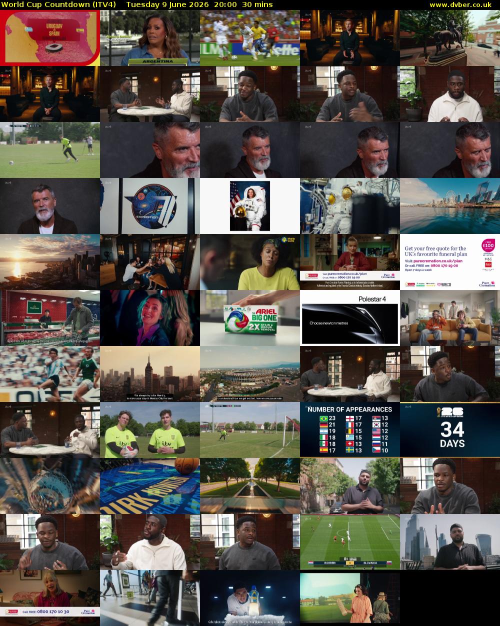 World Cup Countdown (ITV4) Tuesday 9 June 2026 20:00 - 20:30