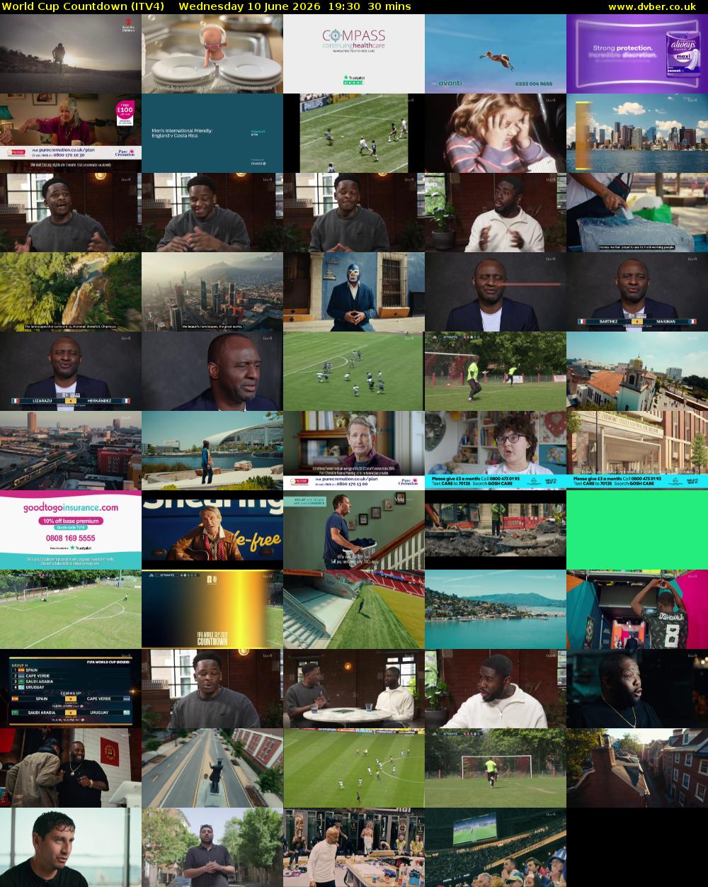 World Cup Countdown (ITV4) Wednesday 10 June 2026 19:30 - 20:00