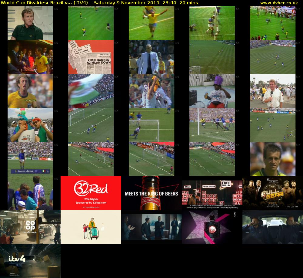 World Cup Rivalries: Brazil v... (ITV4) Saturday 9 November 2019 23:40 - 00:00