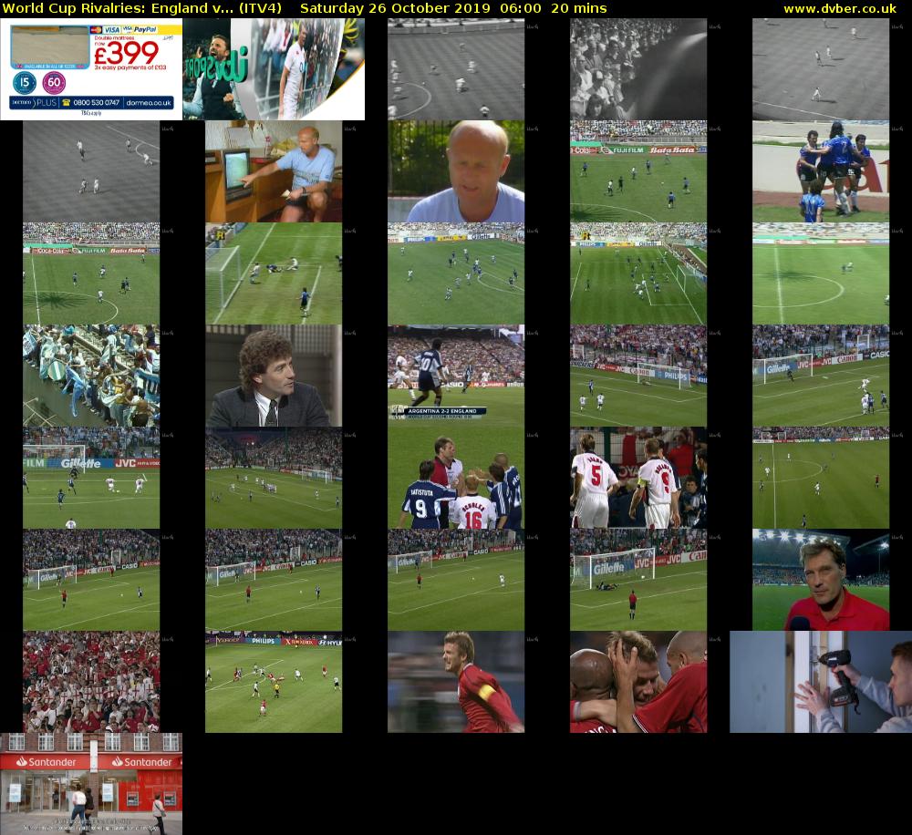 World Cup Rivalries: England v... (ITV4) Saturday 26 October 2019 06:00 - 06:20
