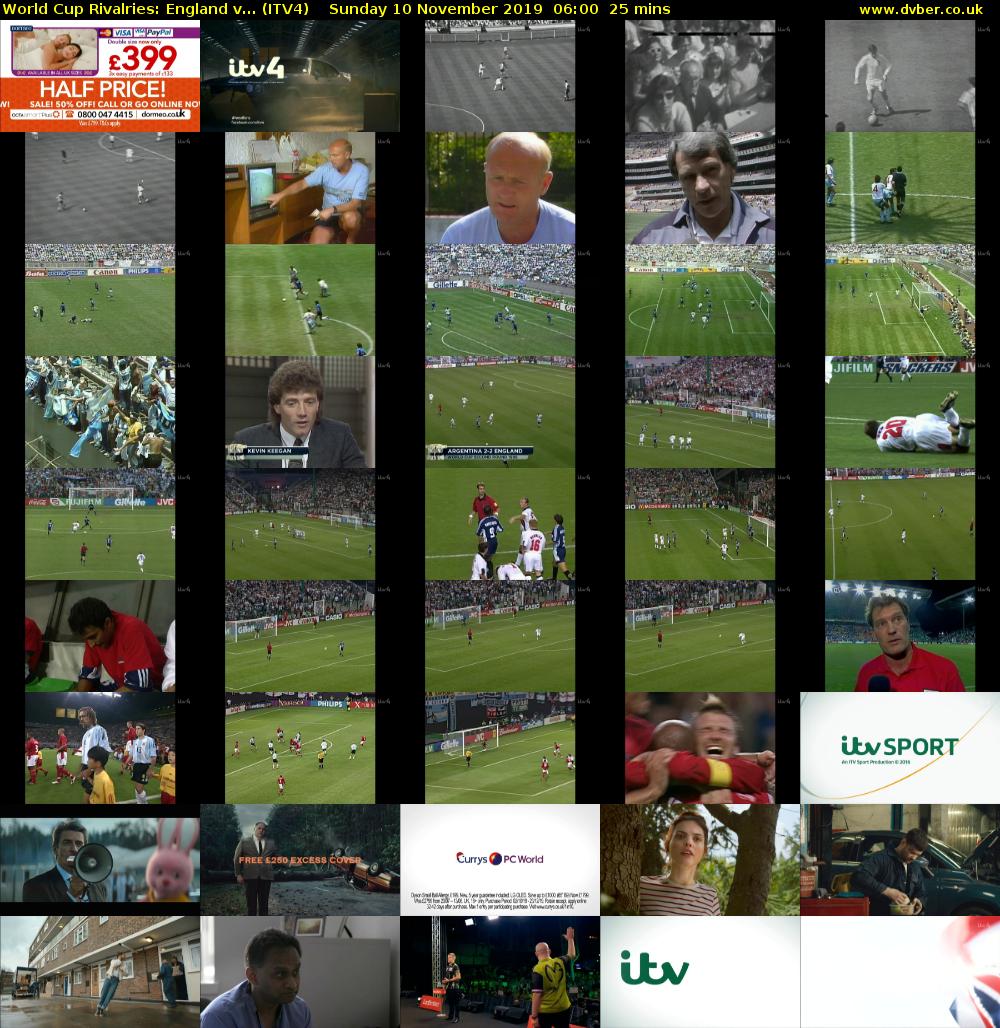 World Cup Rivalries: England v... (ITV4) Sunday 10 November 2019 06:00 - 06:25